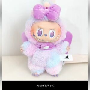 Labubu Baby Purple Lilac Bow Headband and Wing Set New